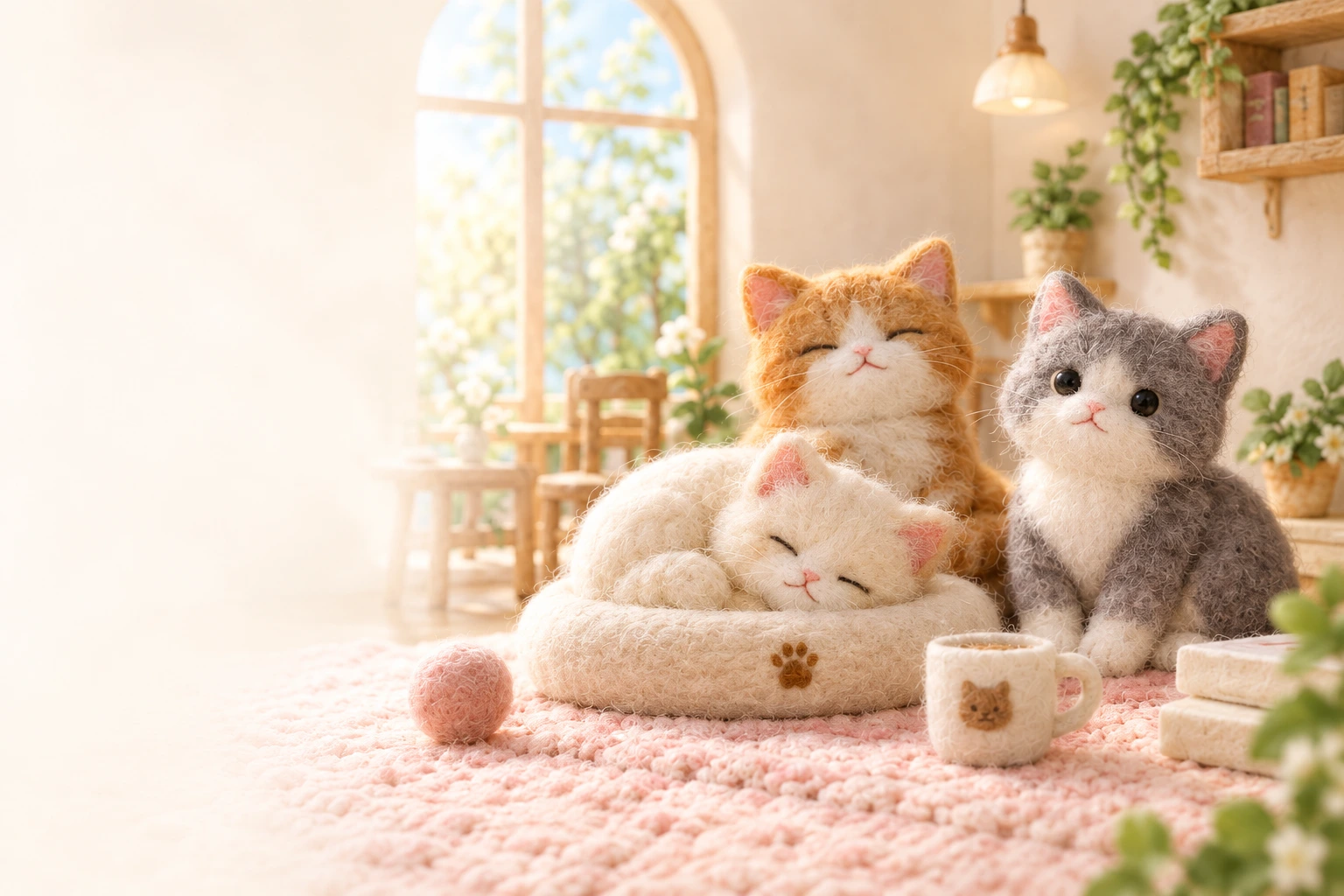やわらかな光が差し込む、猫たちのいるひだまりの空間