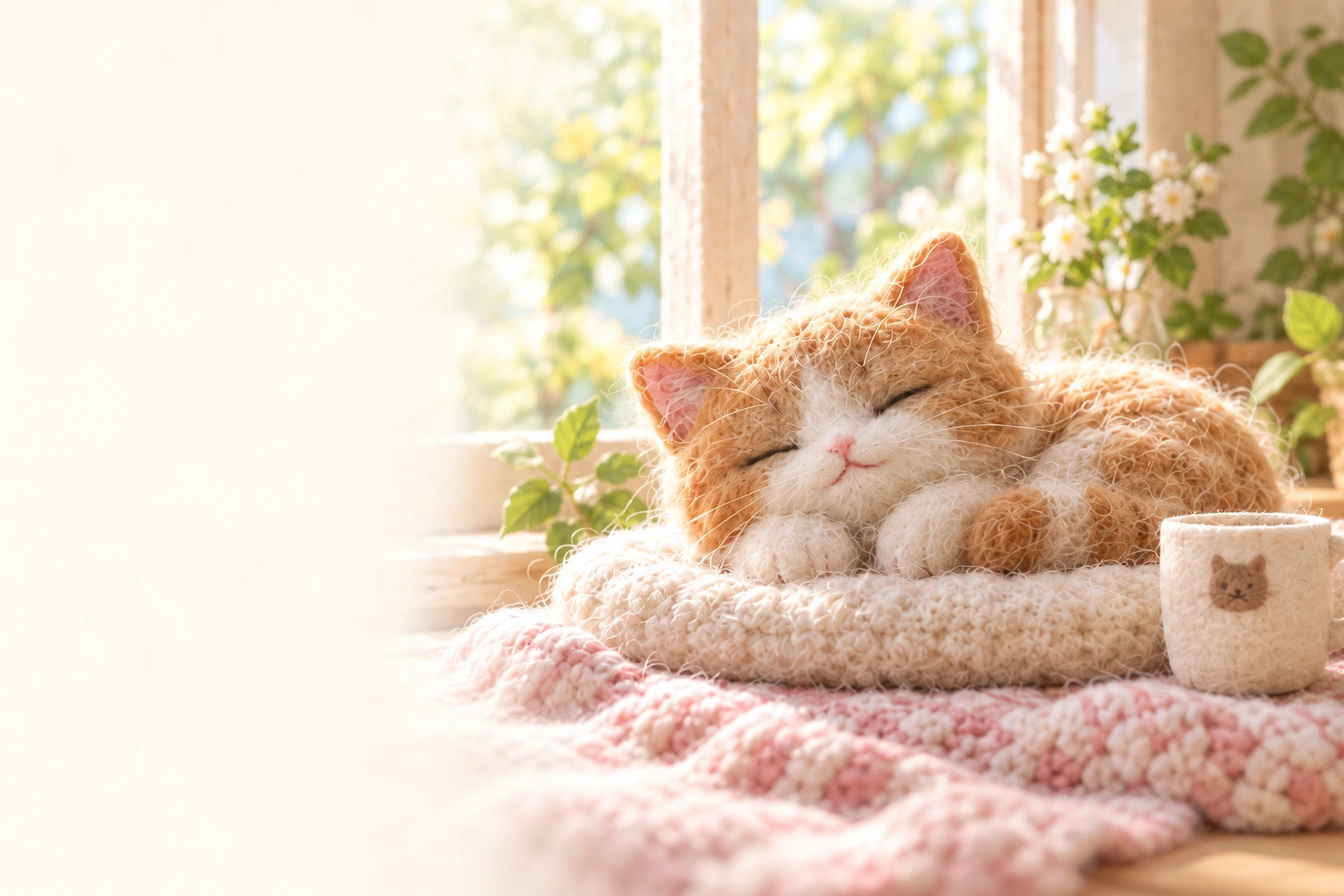 やわらかな光が差し込む、猫たちのいるひだまりの空間